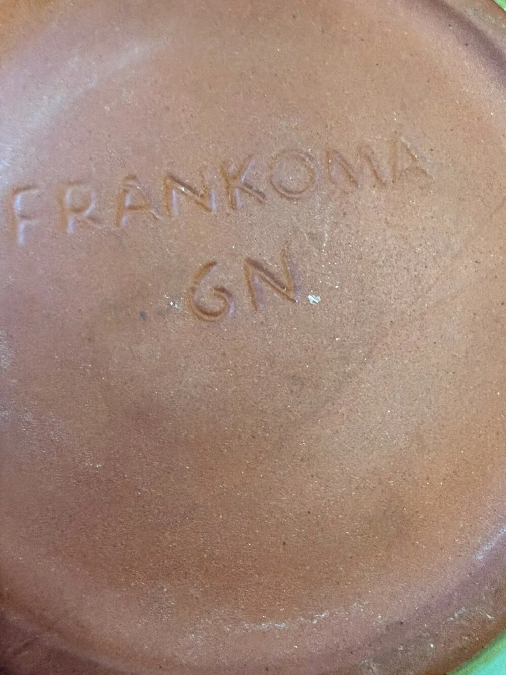Vintage Frankoma 6N Prairie Green Pottery Serving Vegetable Bowl 7.25
